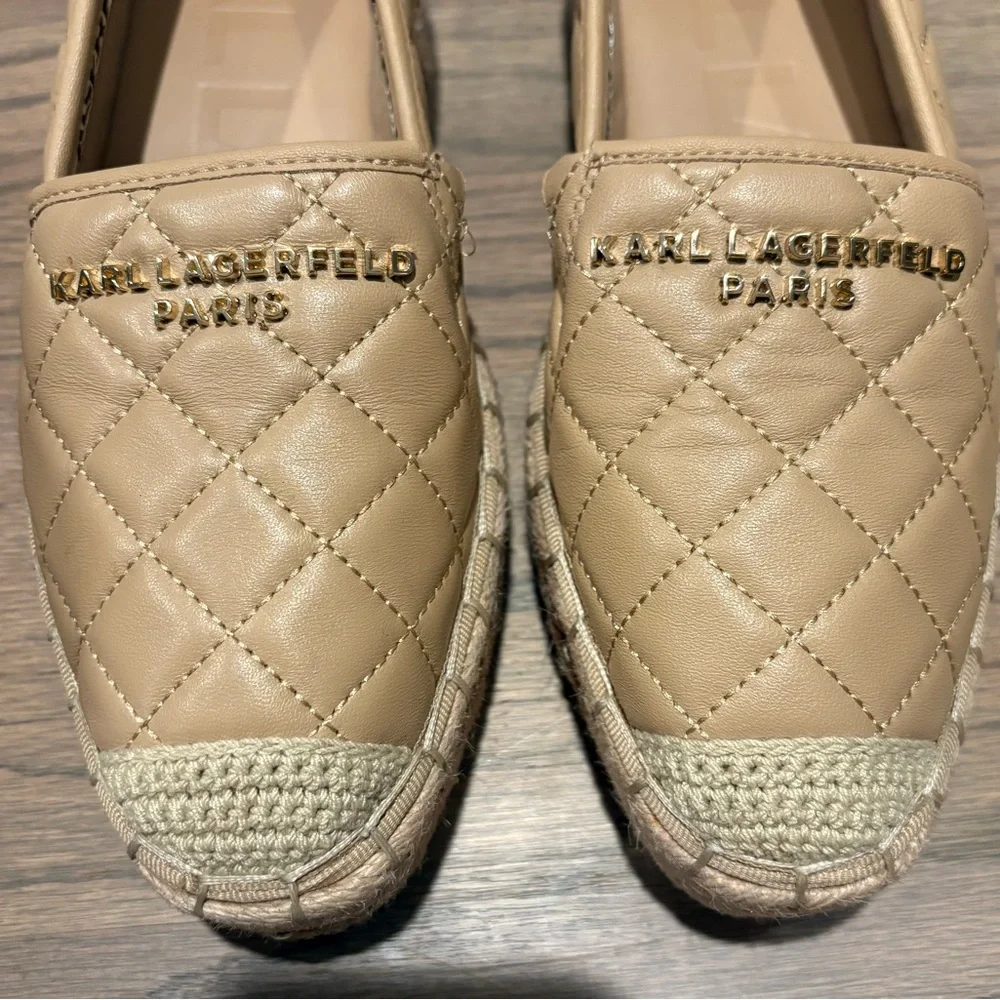 Karl Lagerfeld Tan Leather Espadrilles Size 6 - Picture 2 of 8